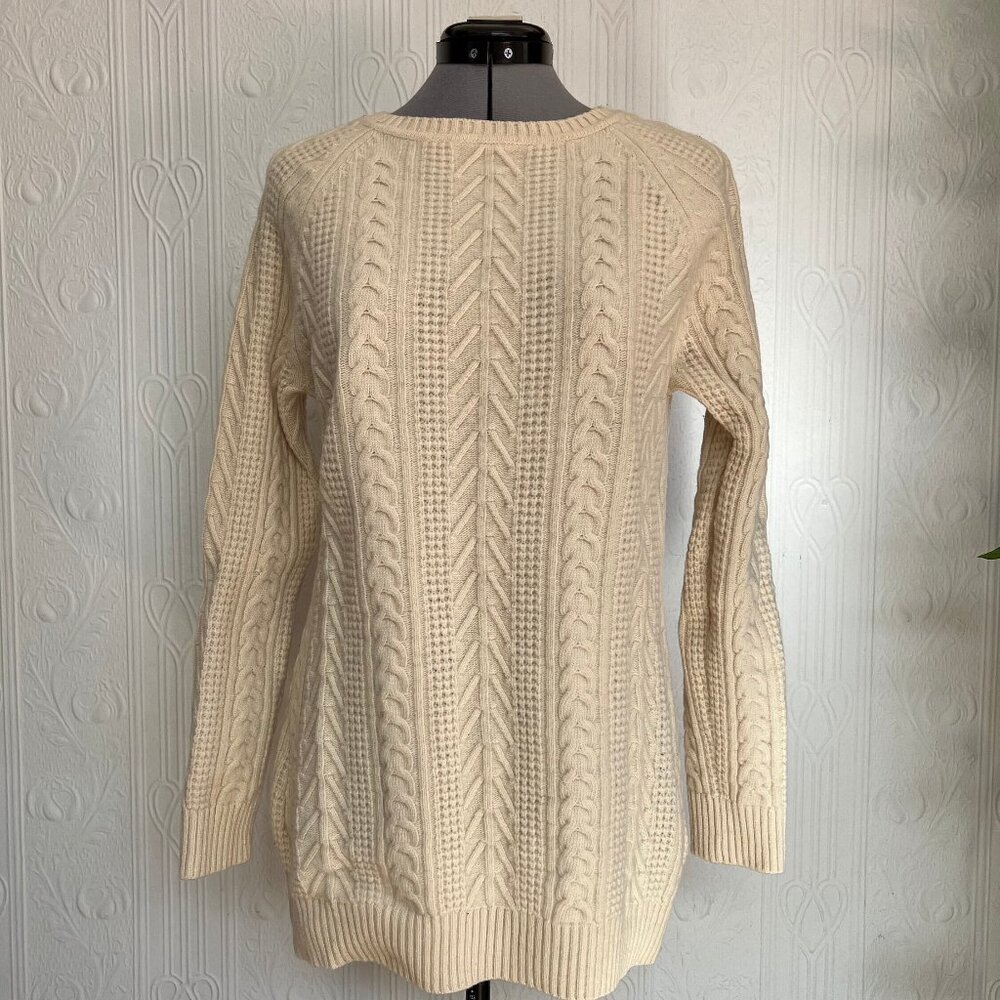 Toast clothing cable knit Aran wool sweater beige tunic size Large or Medium